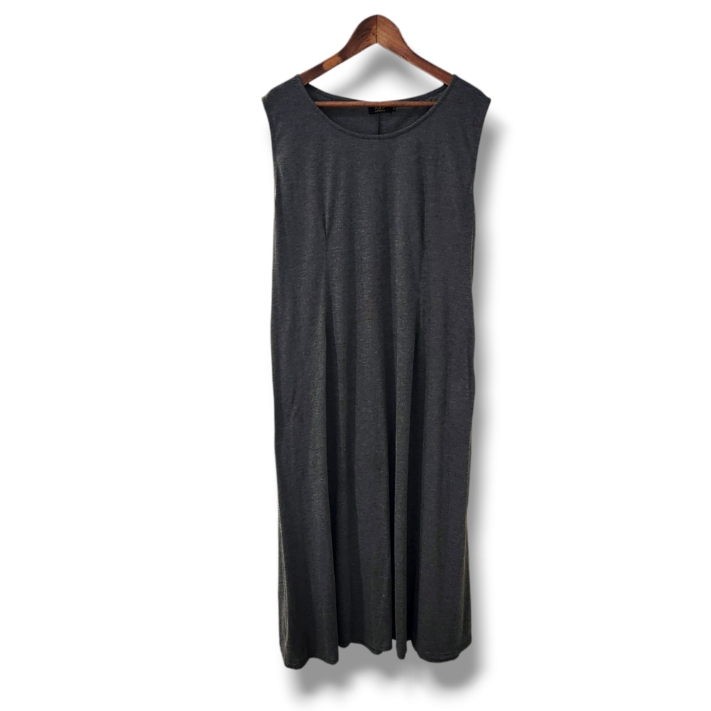 R&B Collection Dark Gray Sleeveless Shift Maxi Dress | 1X